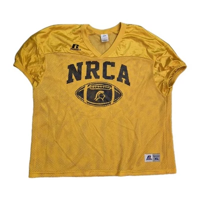 复古 Russell 运动黄色足球球衣男式 XL 网眼 1 号 — 第 1/4 张图片