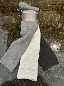 3 PAIR HARVE BENARD WOMEN'S KNEE HIGH SOCKS~BLACK, LIGHT & DARK GREY - SIZE 9-11 - Picture 1 of 4