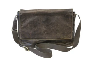 Vintage Visconti Leather Messenger Bag Brown - Picture 1 of 8