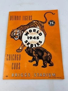 1945 World Series Programm Detroit Tigers vs Chicago Cubs Briggs Stadium Spiel 2 - Bild 1 von 4