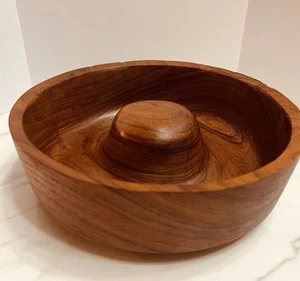 Vintage Mid Century Teakholz Nussschale mit Teiler 10 "breit 3" hoch - Bild 1 von 7