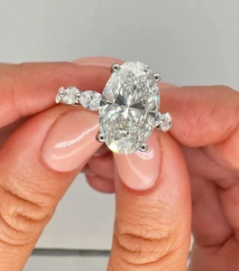 3.50Ct Oval Cut Lab Grown IGI Certified Diamond Wedding Ring 14K Real White Gold - Picture 1 of 9