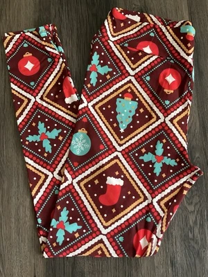 NWT LuLaRoe 2025 Warm Wishes Holiday Leggings OS One Size - As Pictured - Image 1 of 3