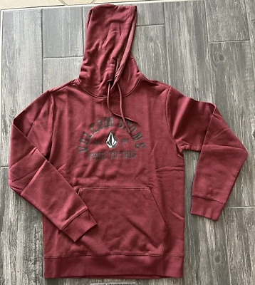Volcom Stone True to This Mens Burgundy Cotton/Polyester Pull String Hoodie NWT - Image 1 of 4