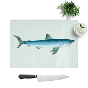 Porbeagle Hai Schneidebrett Glas Struktur Schneiden Arbeitsplatte Sparer Küche - Bild 1 von 6