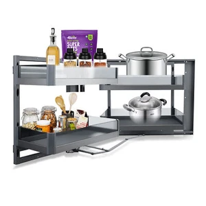 34" 2-Tier Swing Tray Left Blind Corner Kitchen Cabinet Pull Out Organizer New-- - Picture 1 of 6