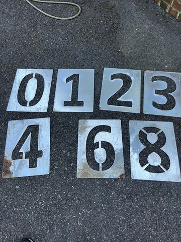 Vintage Metal Number Stencil Templates Industrial Advertising Art / Vintage Sign Cover