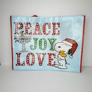 Borsa regalo riutilizzabile Peanuts Snoopy Peace Joy Love Holiday Natale shopping tote - Foto 1 di 3