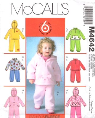Toddler Tops & Pants McCalls Sewing Pattern M4262, 6 Great Looks Sizes 1 to 4 - Image 1 of 2