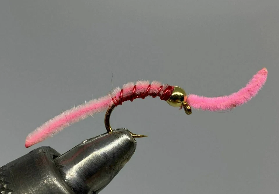 STRIKE FLY COMPANY One Dozen (12) - Beadhead Fish Finder San Juan Worm - Pink - Nmyph