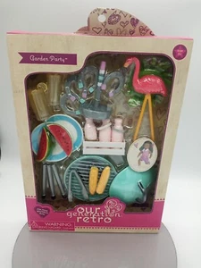 Our Generation Retro Garden Party BBQ Flamingo Horse Shoes Watermelon Corn NIB - Picture 1 of 6