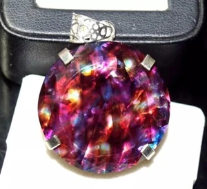 Zertifiziert 93,90 ct + natürlicher Ammolith 925 Silber Rundschliff Anhänger lose Edelstein - Bild 1 von 7