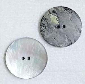 Big Silver Shell Button 38mm 2 Hole MOP Iridescent Mother of Pearl Sewing Crafts - Picture 1 of 11