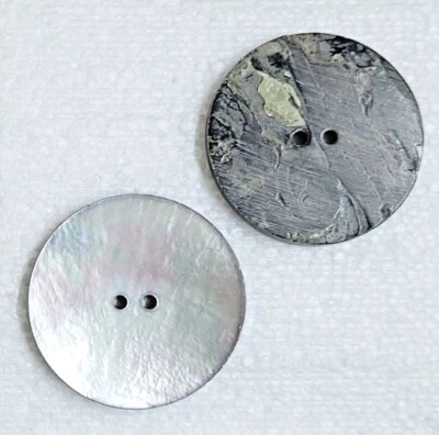 Big Silver Shell Button 38mm 2 Hole MOP Iridescent Mother of Pearl Sewing Crafts - Image 1 of 4
