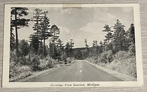 Postcard Greetings From Laurium Michigan MI SEE Tape - Picture 1 of 2