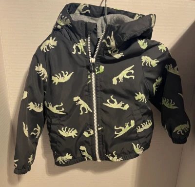OshKosh B'Gosh 12 М легкий с подкладкой молнии с капюшоном куртки динозавров печати светится - Изображение 1 из 4