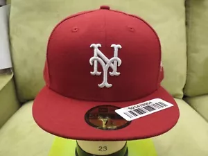 New Era NY Mets Cardinal Sombrero Ajustado Rojo, Logotipo Gris, Talla 7 5/8 - Imagen 1 de 17