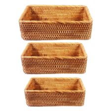 Rectangular Wicker Bread Basket Hamper for Vegetables Fruit Sundries Makeup