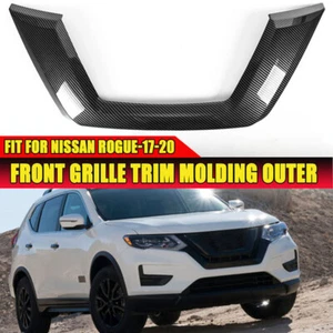 Carbon Blac For Nissan Rogue Front Grille Trim Molding Outer 2017 2018 2019 2020 - Picture 1 of 8