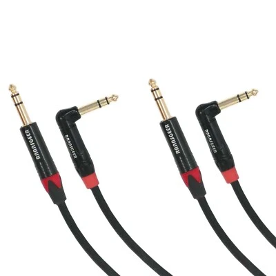 Rannsgeer 2 Pack 1/4" TRS to 1/4" TRS Right Angle Patch Cable (2 Pack) R710xx