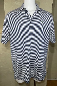 PETER MILLAR Sommer bequem blau gestreift Golf Polo Shirt Palme Herren Large - Bild 1 von 9