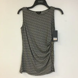 Jones New York XS Geometric Print Stretch Knit Shell Top Shirt Womens NEW - Picture 1 of 6