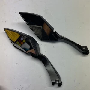 Black Rearview Side Mirrors for Motorcycle Cruiser Scooter Moped ATV No Brackets - Picture 1 of 5
