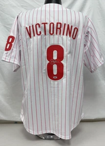 Shane Victorino Signed White Pinstripe "Champs" Custom Jersey (L) PSA 287 - Picture 1 of 4