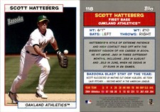 Scott Hatteberg 2005 Bazooka #118 Card Oakland Athletics