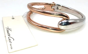 Vtg Gold/Silver Two Toned Modernist Clamper  Bangle Bracelet NWT Kenneth Cole - Picture 1 of 11