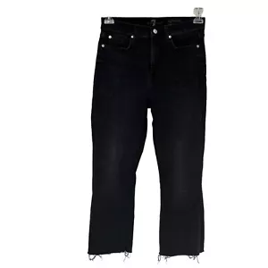 Jeans 7 For All Mankind vita alta slim kick neri taglia 29 vita orlo grezzo elasticizzato - Foto 1 di 9