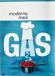 Cartel original vintage GAS PARA COCINAR DINAMARCA c. 1950 - Imagen 1 de 1