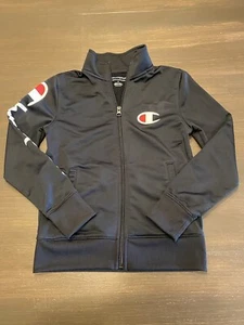 Champion Athletic Track Kids Size Small Jacket Full Zip Black Sleeve Logo - Picture 1 of 7
