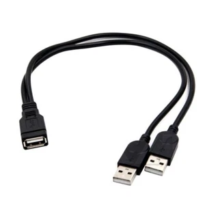 USB Female 2.0 A 1 to 2 Dual USB Male Data & Power Y Splitter 30cm Cable - Picture 1 of 3