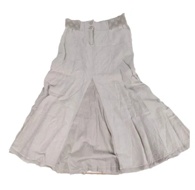 Falda 100 % lino pequeña cintura elástica plisada dobladillo crudo panel boho cabina clásica Foto 1 de 4