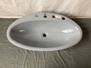 Vtg Country Grey 19x33 Oval Self Rimming Drop In Sink NOS Kohler Ellipse 178-23E - Picture 1 of 13