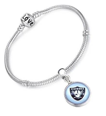 Oakland Raiders Womens Sterling Silver Snake Link Bracelet Football Gift D13 Cover