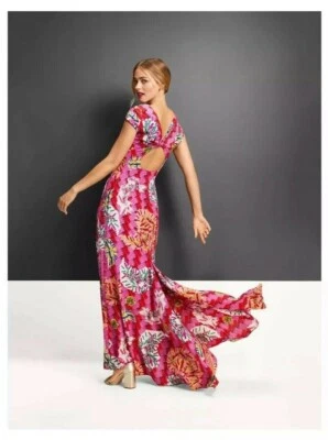 Maxi Vestido Zac Posen X Target Prendedor de Seguridad Cuello Corazón Espalda Abierta Talla XS Foto 1 de 2