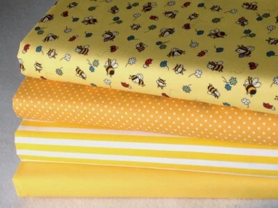 ROSE AND HUBBLE AND JOHN LOUDEN FABRICS 100% cotton fat quarter bundle craft fabric children baby novelty yellow bees E