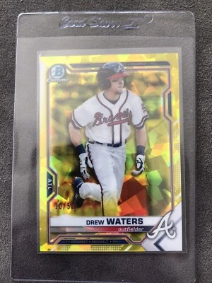 2021 Bowman Chrome Sapphire Drew Waters Yellow Refractor /50 #BCP-81 Braves - Image 1 of 4