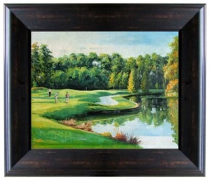 Framed Forest Preserve Golf Course Chicago, Hand Painted Oil Painting, 16x20in - Picture 1 of 4