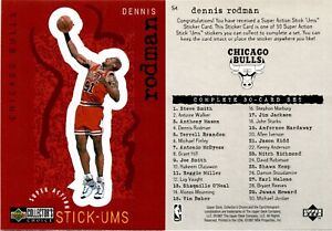1997 Upper Deck Stick Ums DENNIS RODMAN Basketball Card 54 Chicago Bulls
