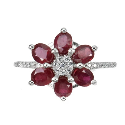 925 Sterling Silver Ring Oval Ruby 5x4mm Natural Gemstone Jewelry Size 7 - Image 1 of 4