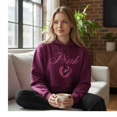 PINK by Victoria’s Secret S Sudadera con Capucha Recortada Y2K Chica Romántica Al lado Elegante Foto 1 de 4