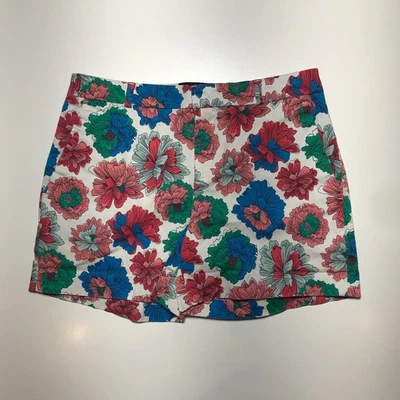 Pantalones Cortos Banana Republic Mujer 2 Verde Azul Rosa Estampado Floral Clásico Chino Sarga Foto 1 de 4