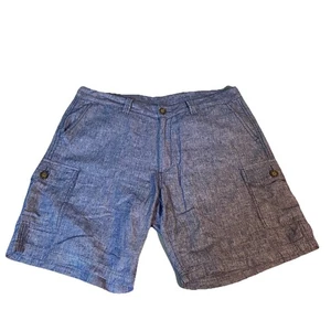 Pantalones Cortos Carga Tasso Elba Mezcla de Lino Para Hombre 38 Azul Vacaciones Resort Ropa Playa - Imagen 1 de 12