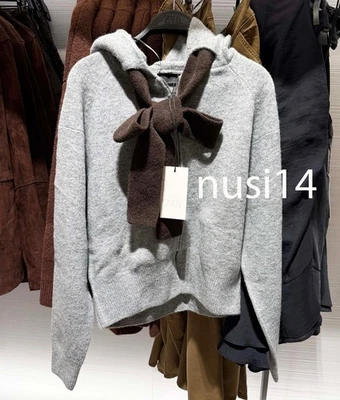 ZARA NEW WOMAN DRAWSTRING KNIT HOODIE JACKET MID GREY S,M,L 5536/129/809 - Image 1 of 2