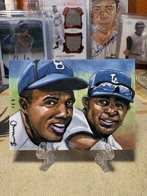 2013 Jackie Robinson Yasiel Puig 1/1 Masterpiece Sketch Art Artist Signed - Image 1 of 4
