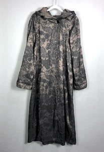 Mycra Pac Reversible Paisley Floral Print Hooded Long Rain Coat S/M Brown Black - Picture 1 of 9