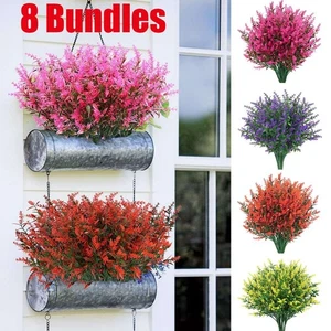 8 Bundles Artificial Fake Plants Flower Decor Vine Hanging Outdoor Home Garden - Picture 1 of 16